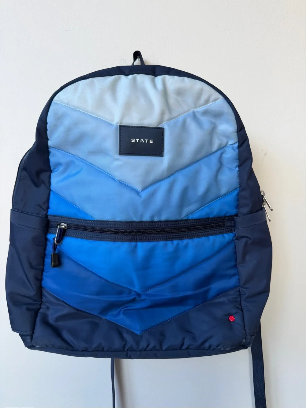 STATE Kids Kane Double Pocket Large Navy & Blue Chevron Backpack